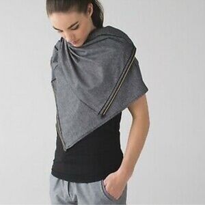 Lululemon Vinyasa Infinity Scarf Wrap Zip Up Tonka Stripe Heather Gray G…